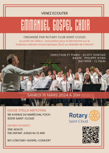Concert pour le Rotary Club de Saint Cloud pour l'ARSLA (recherche maladie de Charcot)